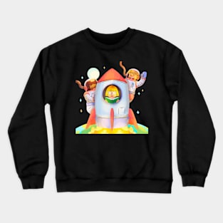 Watercolor Rocket Color Hand Color Crewneck Sweatshirt